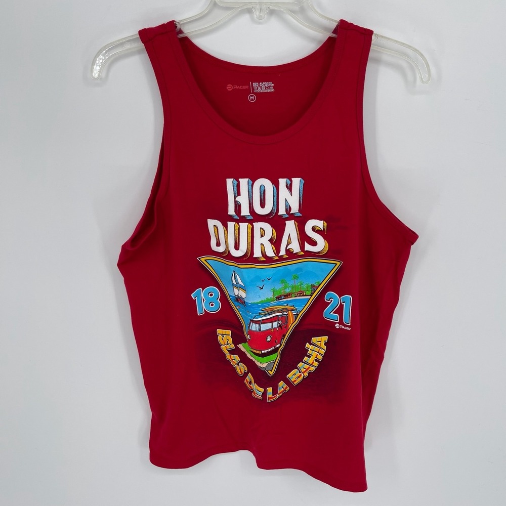 Pacer Men's Red Honduras‎ Islas De La Bahia Graphic Tank Top Size M